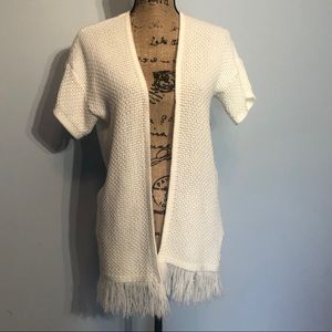 Oh MG! Knit Fringe Sweater Cream Colored Medium